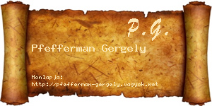 Pfefferman Gergely névjegykártya